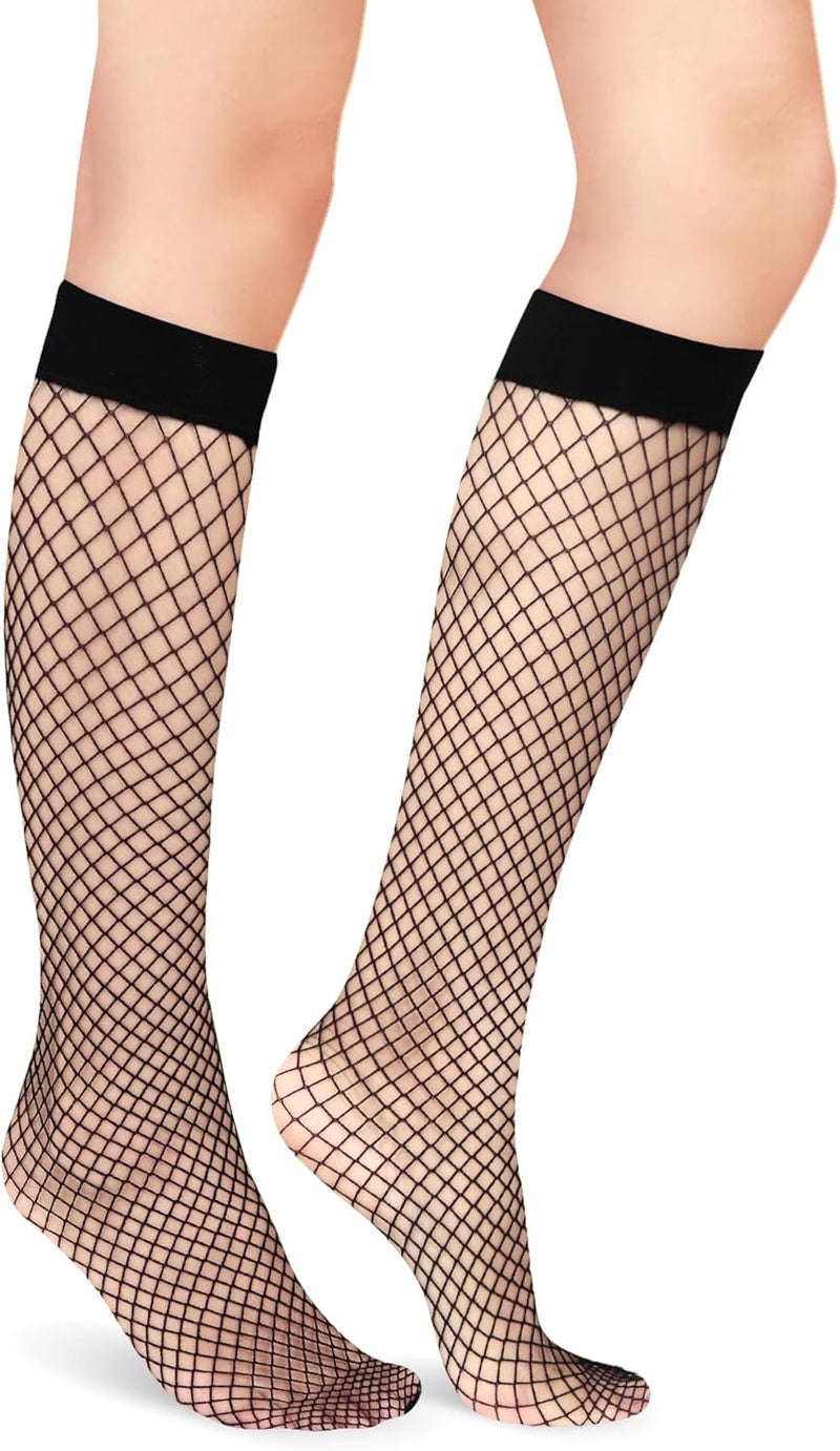 Benefeet Sox Lace Fishnet Knee High Socks Women Girls Ruffle Mesh Knee Highs Lolita Socks Fishnet Stockings - Image 3